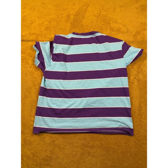 GUESS‎ Los Angeles Mens Striped T Shirt Purple Aqua White Size L - Picture 4 of 12